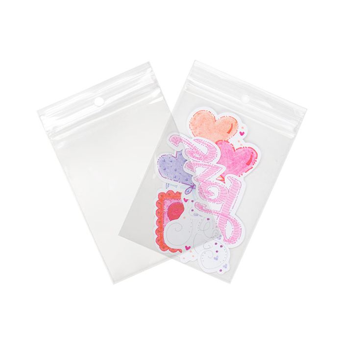 Grip Seal Bags with Hang hole 7.5x10cm Crystal Clear PP 100 micron