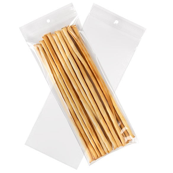 Gripzakken met Ophanggat 10x25,5cm Kristalhelder PP 50 Micron (100 stuks) [ZR410]