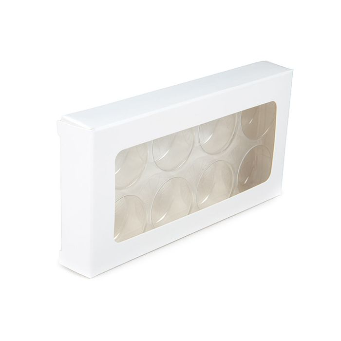 White Kraft Artisan Candy Box Set, Round Insert 7x2.1x13.8 cm (25 pieces) [CNDYR272W]