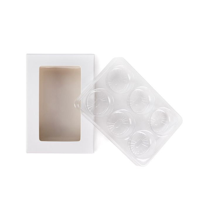 Kraft Dozen Wit Voor Handgemaakt Snoep, Ronde insert 7x2.1x10.3cm (25 stuks) [CNDYR274W]