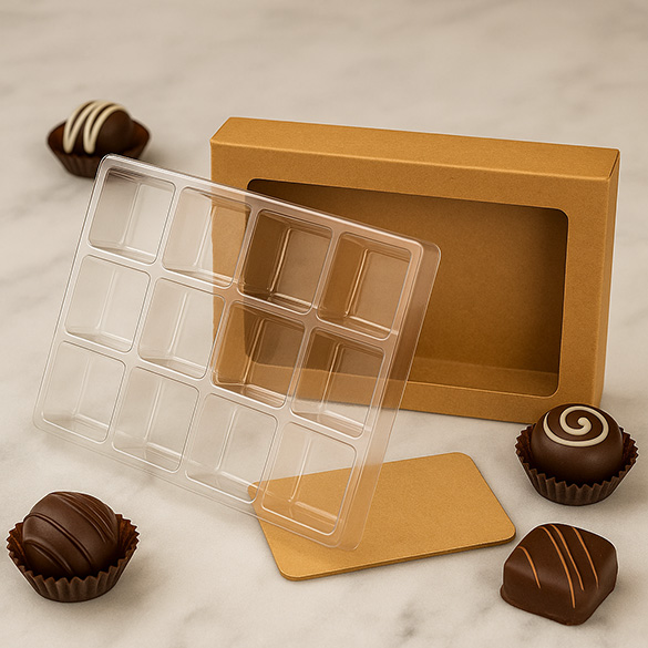 Kraft Doos voor Handgemaakt Snoep Sets voor 12 stuks 8.9x2.1x13.8cm (25 Stuks) [CNDY271]