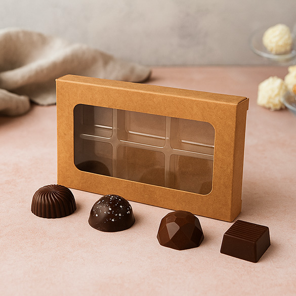 Kraft Doos voor Handgemaakt Snoep Sets voor 6 stuks 7x1,4x10,5cm (25 Stuks) [CNDY275]