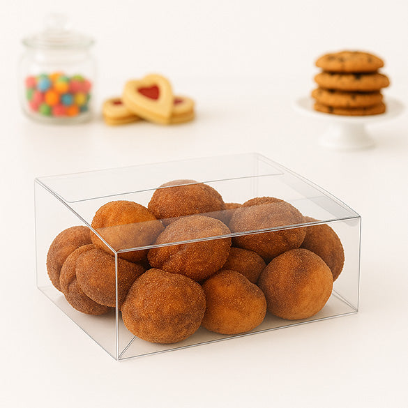 Plastic Doosjes 15,9x15,9x7,6cm Kristalhelder met Autolock Bodem (25 stuks) [PLB173]