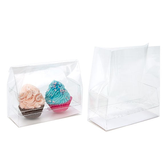 Cupcake Zakken voor 2 Mini cupcakes met kaart 12.7x5.7x12.7cm (100 Stuks) [CBG9]