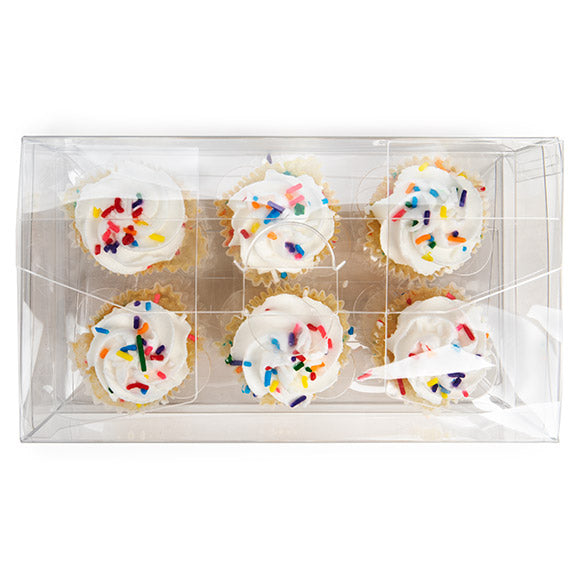 Plastic Gift Boxes for 6 mini Cupcakes or muffins 17.8x10.2x7.6cm (100 pieces) [CBS179]