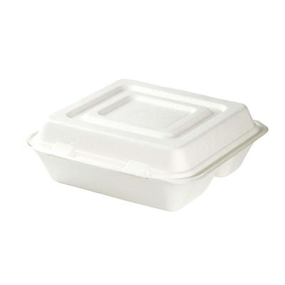 Menubak met Deksel Suikerriet 3-vaks 23,5x23,5x8 cm (250 stuks) [GB-DFC01338]