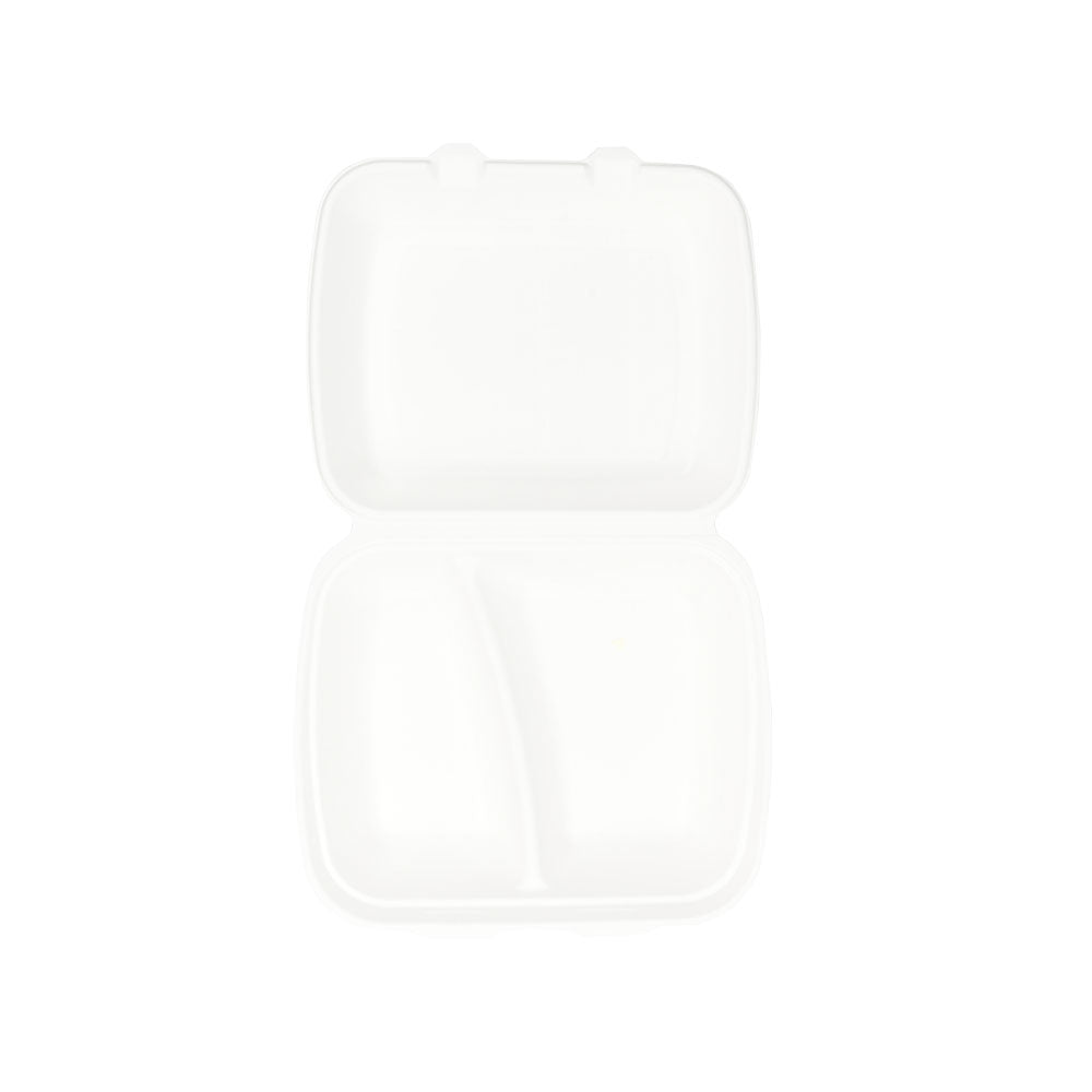 Menubak met Deksel 2-vaks Suikerriet 25x20x7,5 cm (200 stuks) [GB-DFC01347]