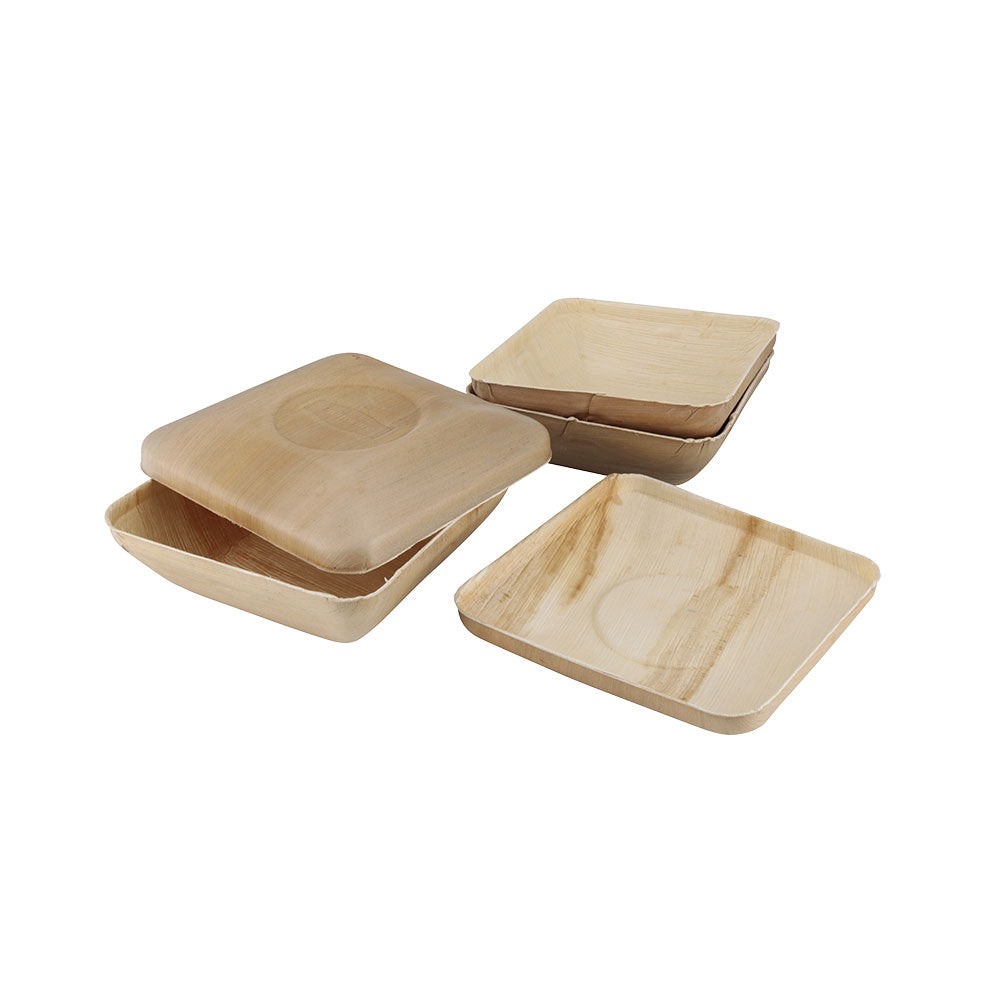 Schalen Palmware® 18x5x18 cm 800 ml, met deksel vierkant (60 stuks) [GB-DTW05465]