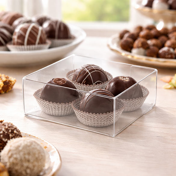 Plastic Doosjes voor "chocolade" Truffels 10,8x4,1x10,8cm (25 stuks) [FB194]