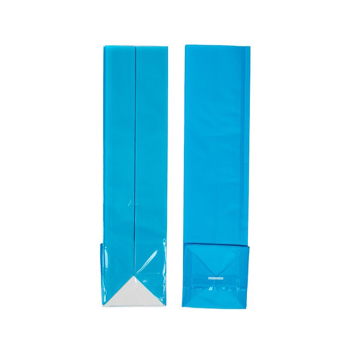 Blokbodemzakken Neon Blauw 5,1x5,1x21 cm met Papieren kaart (100 stuks) [FGPB11NB]