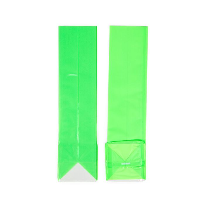 Blokbodemzakken Neon Groen 5,1x5,1x21 cm met Papieren kaart (100 stuks) [FGPB11NG]