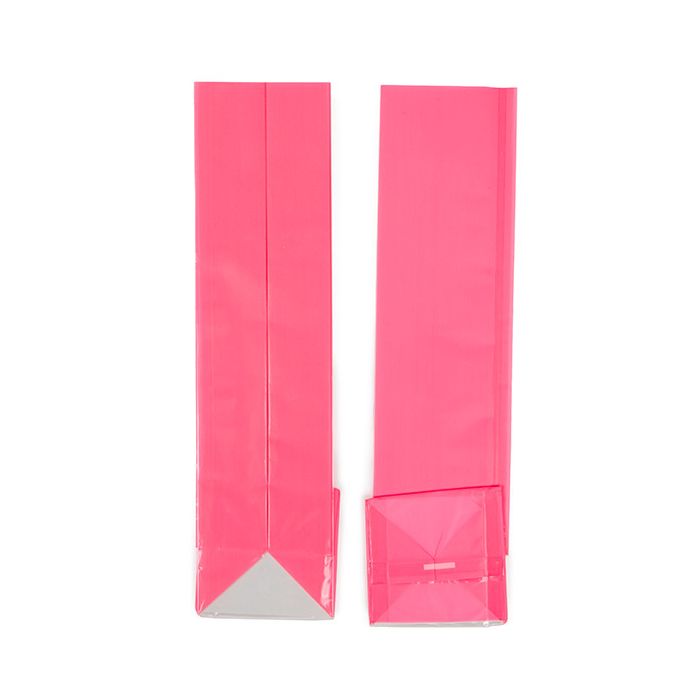 Blokbodemzakken Neon Roze 5,1x5,1x21 cm met Papieren kaart (100 stuks) [FGPB11NK]
