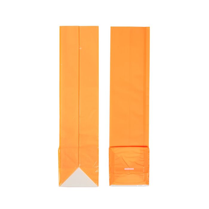 Blokbodemzakken Neon Oranje 5,1x5,1x21 cm met Papieren kaart (100 stuks) [FGPB11NO]