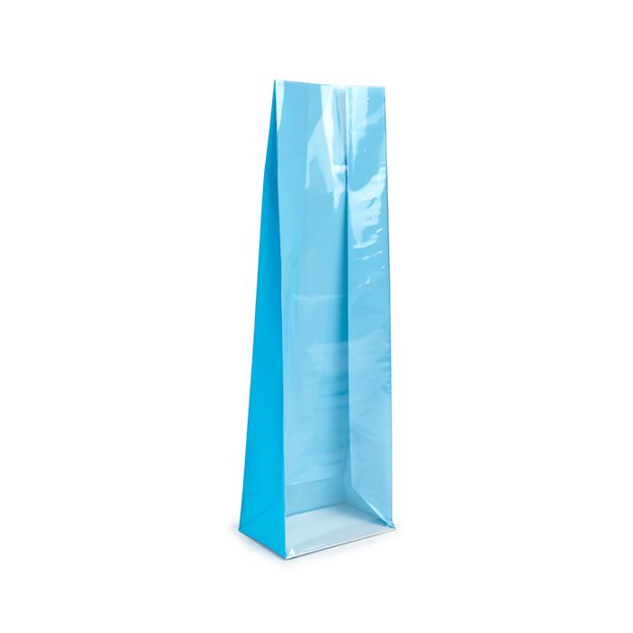 Blokbodemzakken Neon Blauw 8,9x5,7x30,5 cm met Papieren kaart (100 stuks) [FGPB16NB]