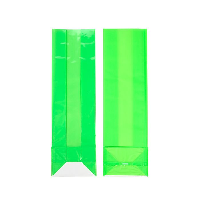 Blokbodemzakken Neon Groen 8,9x5,7x30,5 cm met Papieren kaart (100 stuks) [FGPB16NG]
