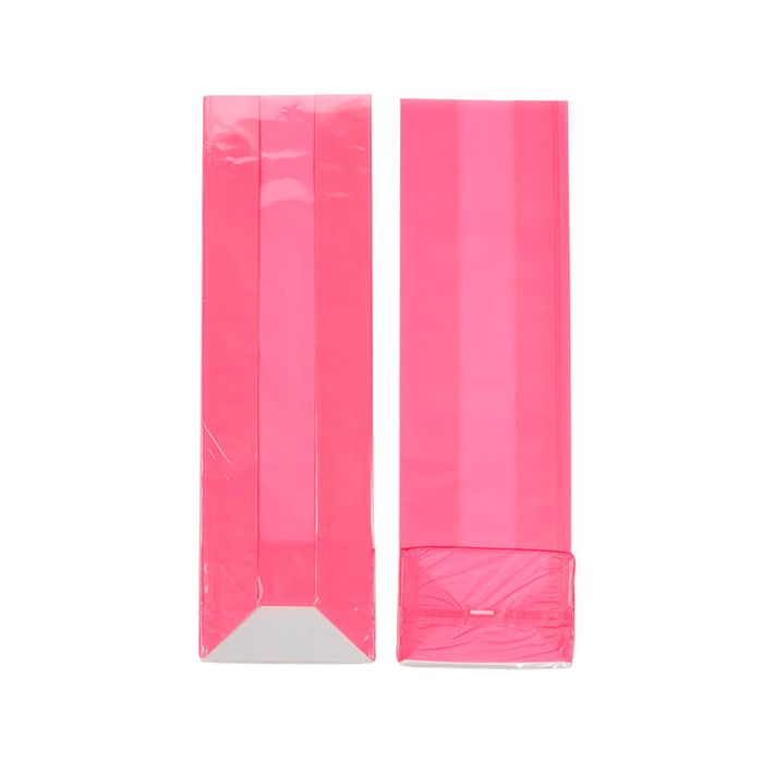 Blokbodemzakken Neon Roze 8,9x5,7x30,5 cm met Papieren kaart (100 stuks) [FGPB16NK]