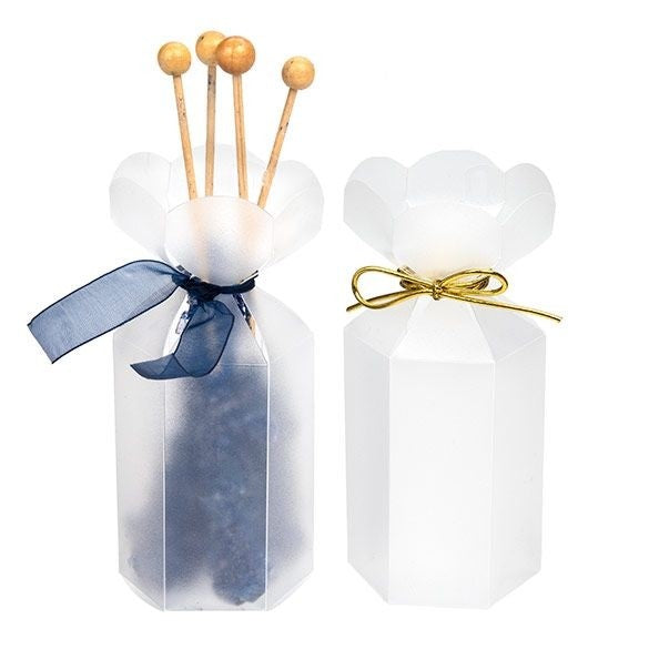 Frosted Plastic Doosjes met Bloemvormige bovenzijde 4.9x4.9x7.6cm (25 stuks) [FS354F]