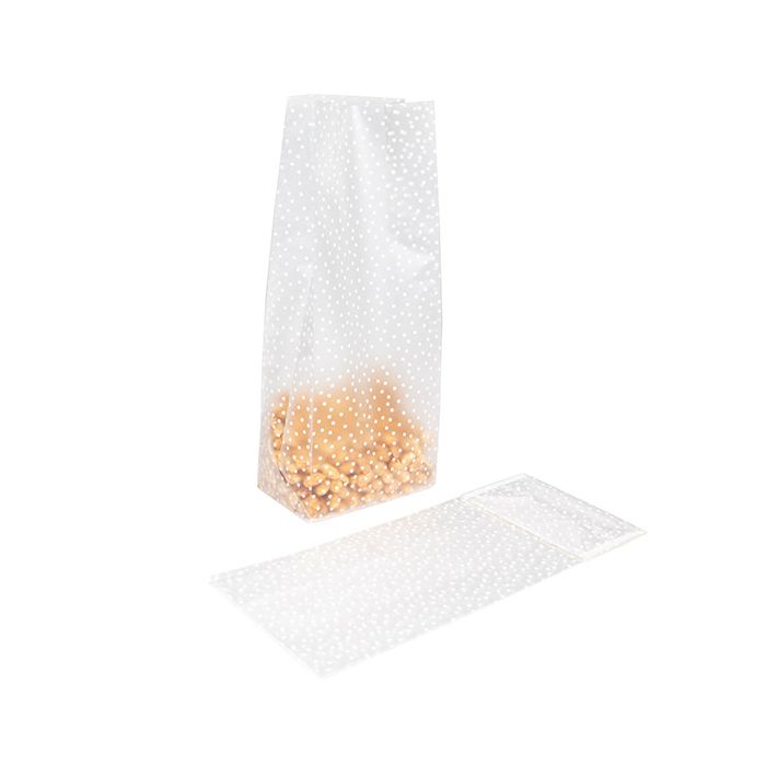 Blokbodemzakken Frosted met Stippen en papieren kaart 12.7x7.6 x30.5 cm (100 stuks) [FFGPB1D]