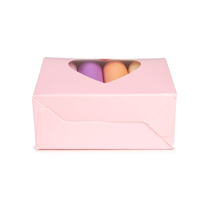 Kraftdoosjes Roze Met Hartjes Venster 8,9x3,8x10,2 cm (25 stuks) [FS344]