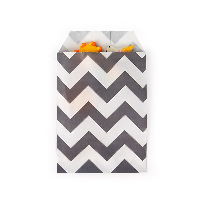 Papieren Zakken Wit Met Zwarte Chevron Strepen 7,6x12,7 cm (100 Stuks) [GPB35CS]