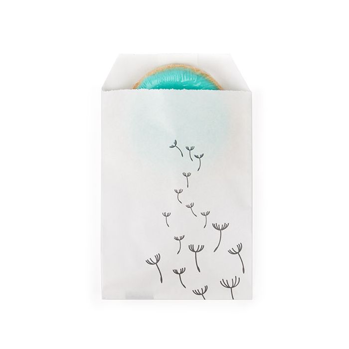 Papieren Zakken Wit Met Zwarte Paardenbloem Bedrukking 7,6x12,7 cm (100 Stuks) [GPB35D]