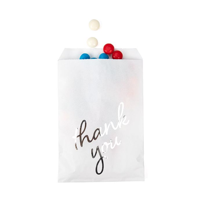 Papieren Zakken Wit Met Zilveren Thank You Bedrukking 12,7x20,3 cm (100 Stuks) [GPB58ST]