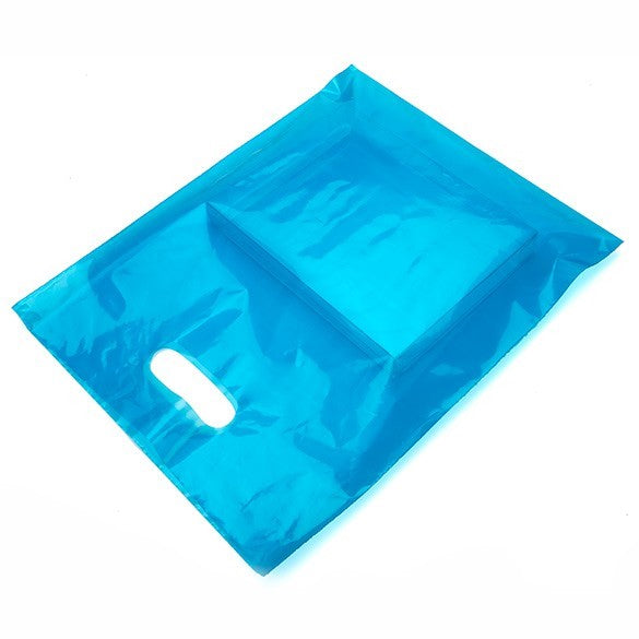 Draagtassen Plastic Blauw 30,5x38,1cm PE 60 Micron (100 stuks) [H1215BL1]