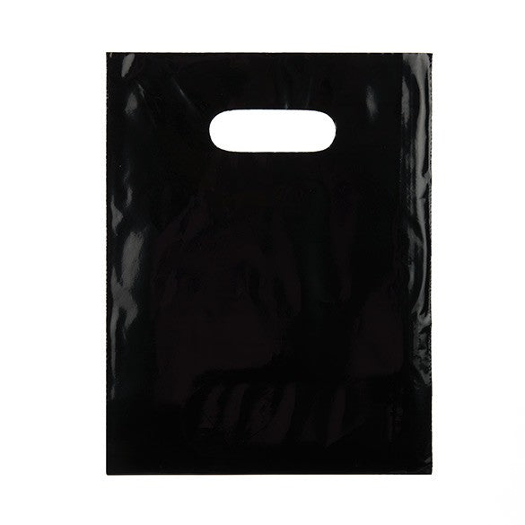 Draagtassen Plastic Zwart 22,9x30,5cm 60 Micron LDPE (100 stuks) [H912BK1]