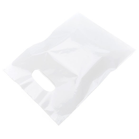 Draagtassen Plastic Wit 23,9x30,5cm 60 Micron LDPE (100 stuks) [H912WT1]