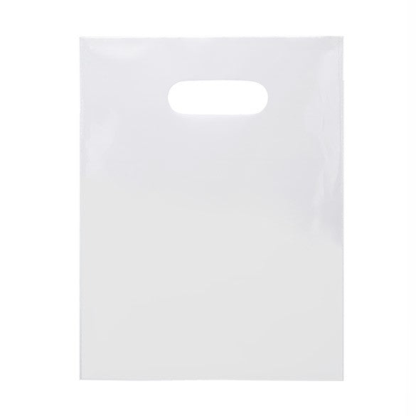 Draagtassen Plastic Wit 23,9x30,5cm 60 Micron LDPE (100 stuks) [H912WT1]