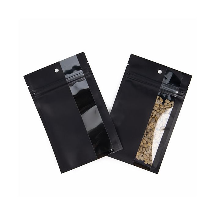 Gripzakken Zwart met Verticaal Venster 9,2x12,7 cm (100 stuks) [HZBV4MB]