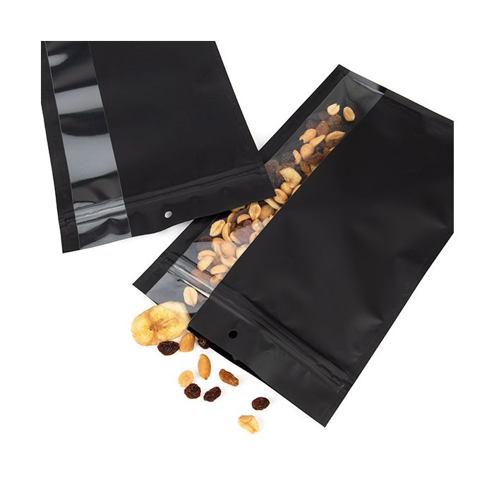 Gripzakken Mat Zwart En Verticaal Venster 15,2x23,5 cm (100 Stuks) [HZBV7MB]