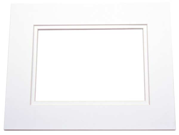 Mount Board Double thick bright White/White 20.3x25.4cm with 11.25x16.75cm Window