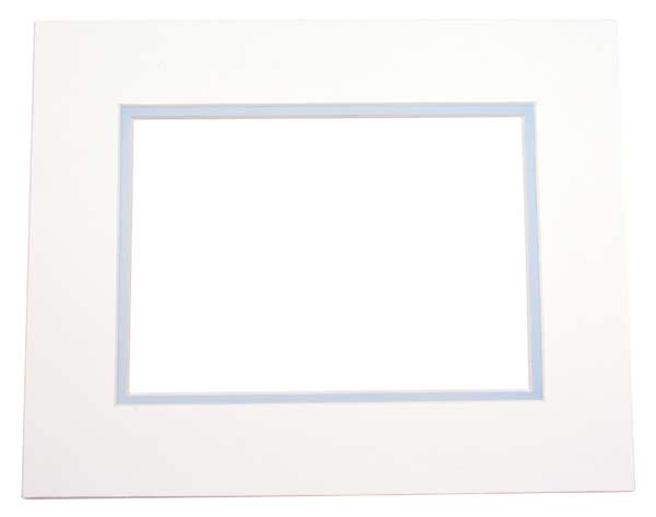 Mount Board Double thick Ivory/light Blue 20.3x25.4cm with 11.8x16.8cm Window