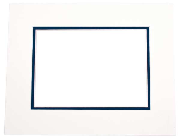 Mount Board Double thick Ivory/dark Blue 20.3x25.4cm with 11.8x16.8cm Window
