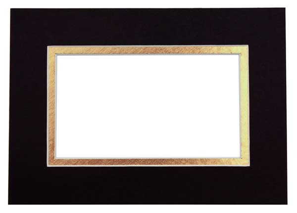 Mount Board Double thick Black/Gold 30.5x40.6cm with 19.4x29.5cm Window