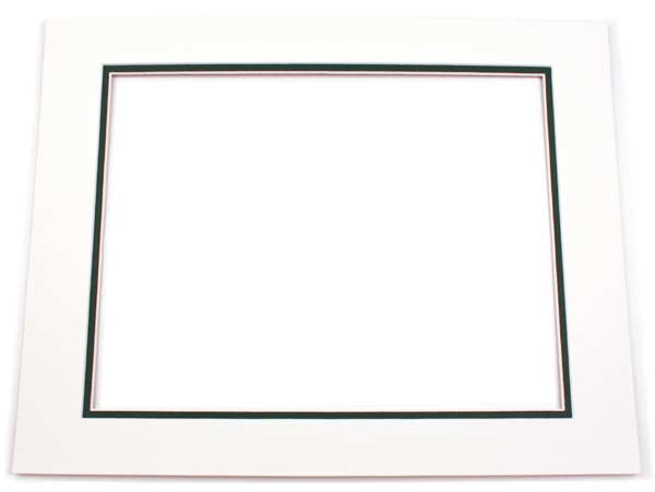 Passepartout Dubbeldik Ivoor/Donker Groen 30,5x40,6cm met 19,4x29,5cm Venster (10 stuks) [MD20105]