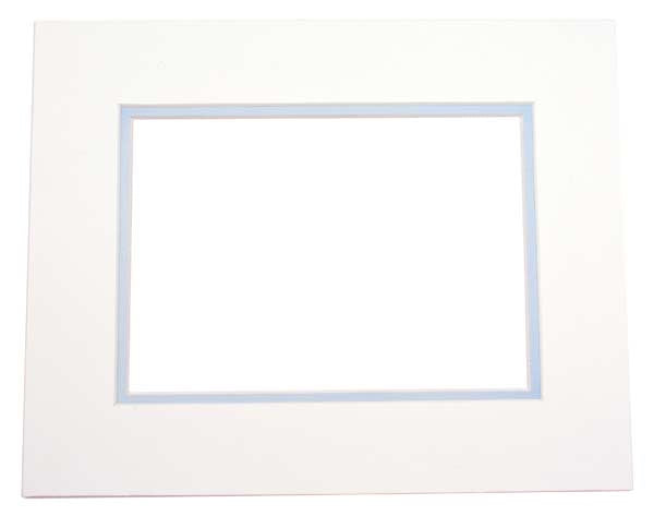 Passepartout Dubbeldik Ivoor/Licht Blauw 40,6x50,8cm met 27x34,6cm Venster (10 stuks) [MD20030]