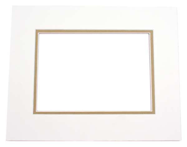 Passepartout Dubbeldik Ivoor/Olijfgroen 27,9x35,6cm met 19,4x24,5cm Venster (10 stuks) [MD20022]