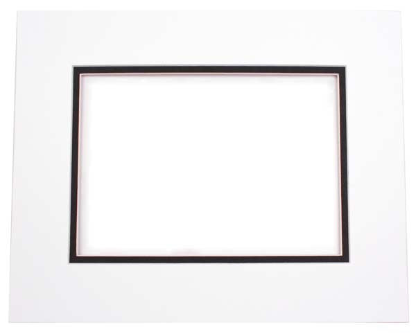 Passepartout Dubbeldik Wit/Zwart 27,9x35,6cm met 20,3x27cm Venster (10 stuks) [MD20074]