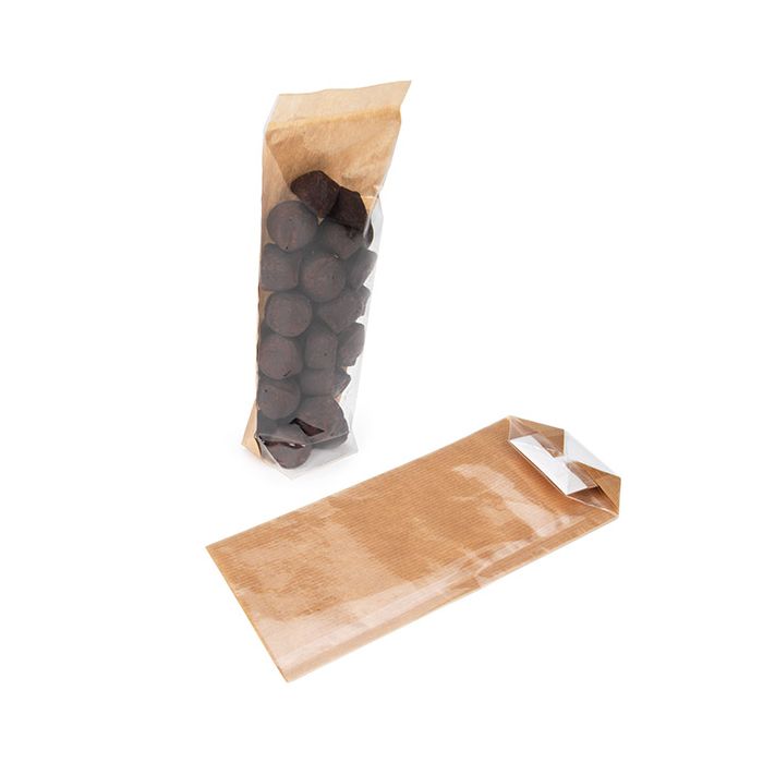 Kraft Kruisbodemzakken met papieren kaart 5.1x4.4x21.6 cm (100 stuks) [FGKB20]