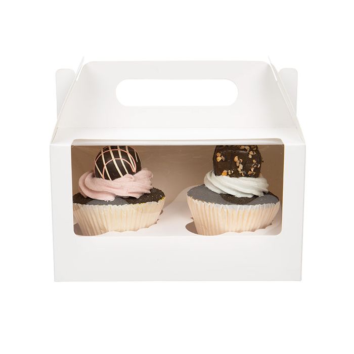 Cupcake dozen set Wit kraft voor 2 Cupcakes 17,8x10,2x10,2cm (100 Sets) [CBS173W]