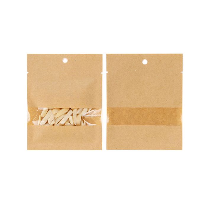 Zakken Kraft Composteerbaar 8,5x10,5cm met Venster en Sealbaar (100 stuks) [KHS34W]