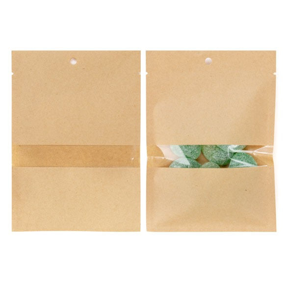 Zakken Kraft Composteerbaar 11,2x15,7cm met Venster en Sealbaar (100 stuks) [KHS46W]