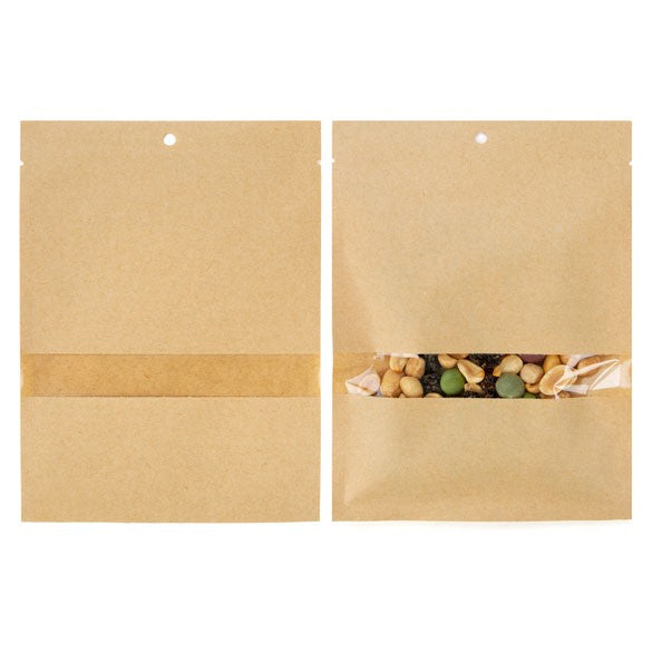 Zakken Kraft Composteerbaar 13,7x18,5cm met Venster en Sealbaar (100 stuks) [KHS57W]