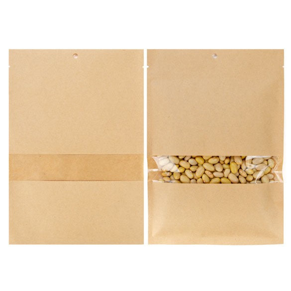 Zakken Kraft Composteerbaar 15,2x22,9cm met Venster en Sealbaar (100 stuks) [KHS69W]