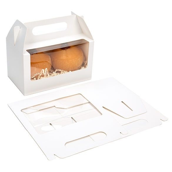 Witte Kraft Doosjes Met Handvat En Venster 17.8x10.2x10.2 cm (25 stuks) [WGWG173]