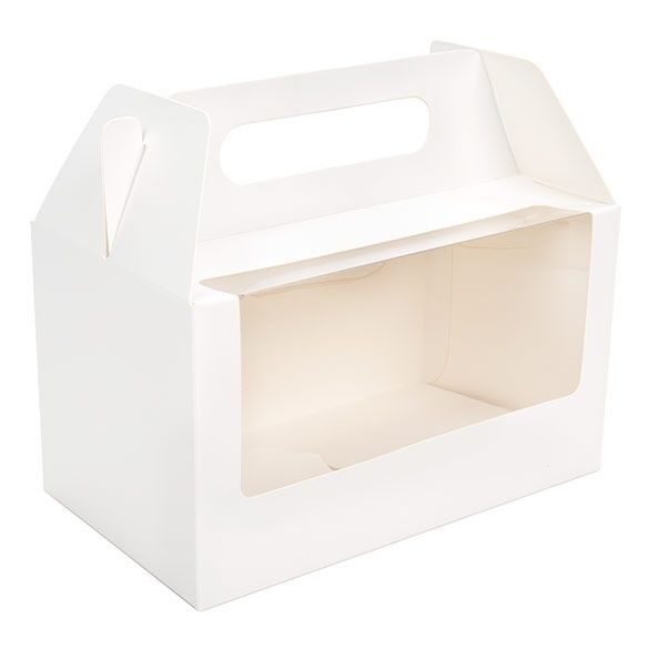Witte Kraft Doosjes Met Handvat En Venster 17.8x10.2x10.2 cm (25 stuks) [WGWG173]
