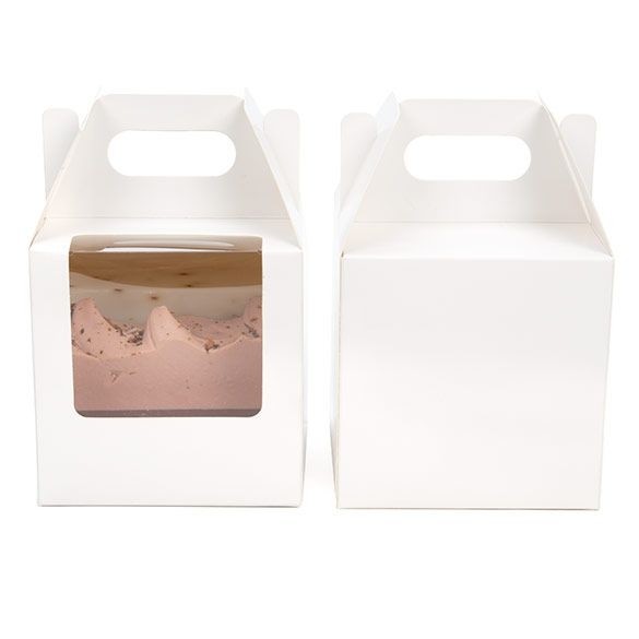 Witte Kraft Doosjes Met Handvat En Venster 10.2x10.2x10.2 cm (25 stuks) [WGWG57]