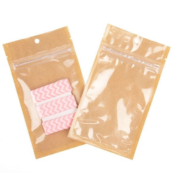 Kraft Gripzakken met transparante voorkant 7.6 x 11.4 cm met ophanggat (100 stuks) [HZB3KC]